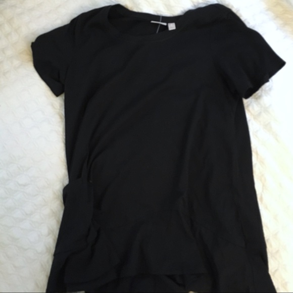 NWT LOGO Black Pocket Asymmetrical Hem Drape Tee - Picture 6 of 7